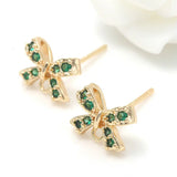 14K Plated Zircon Stud Earrings Fittings for Jewellery