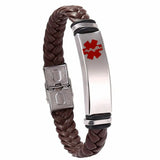 DIY Medical Alert ID Bracelet Leather Wristband SOS Bangle
