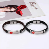 DIY Medical Alert ID Bracelet Leather Wristband SOS Bangle