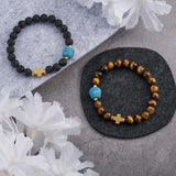 Men Gemstone Bracelet DIY Kit Natural & Synthetic Stones Elastic Thread