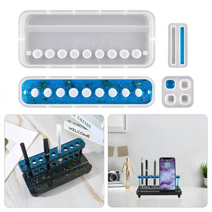 DIY Pen Holder Silicone Mold Mobile Phone Stand Desktop Storage Resin Mold