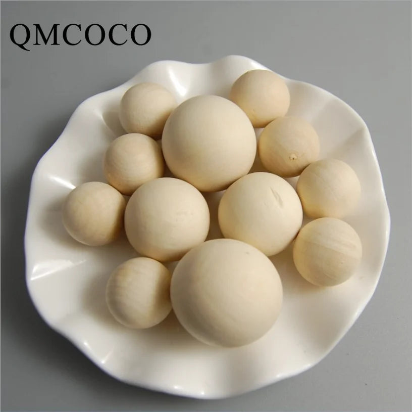 DIY Multi-size Natural Solid Wooden Beads Round Balls Crafts Accessory