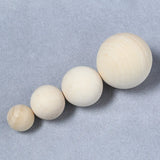 DIY Multi-size Natural Solid Wooden Beads Round Balls Crafts Accessory