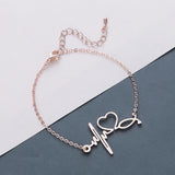 DIY Stainless Steel Name Bracelet Heart Chain Letter Bracelet