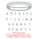 Silver CZ Initial Letter Slider Charm Bangle