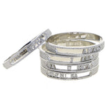 Silver CZ Initial Letter Slider Charm Bangle