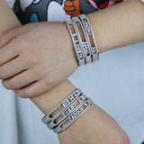 Silver CZ Initial Letter Slider Charm Bangle