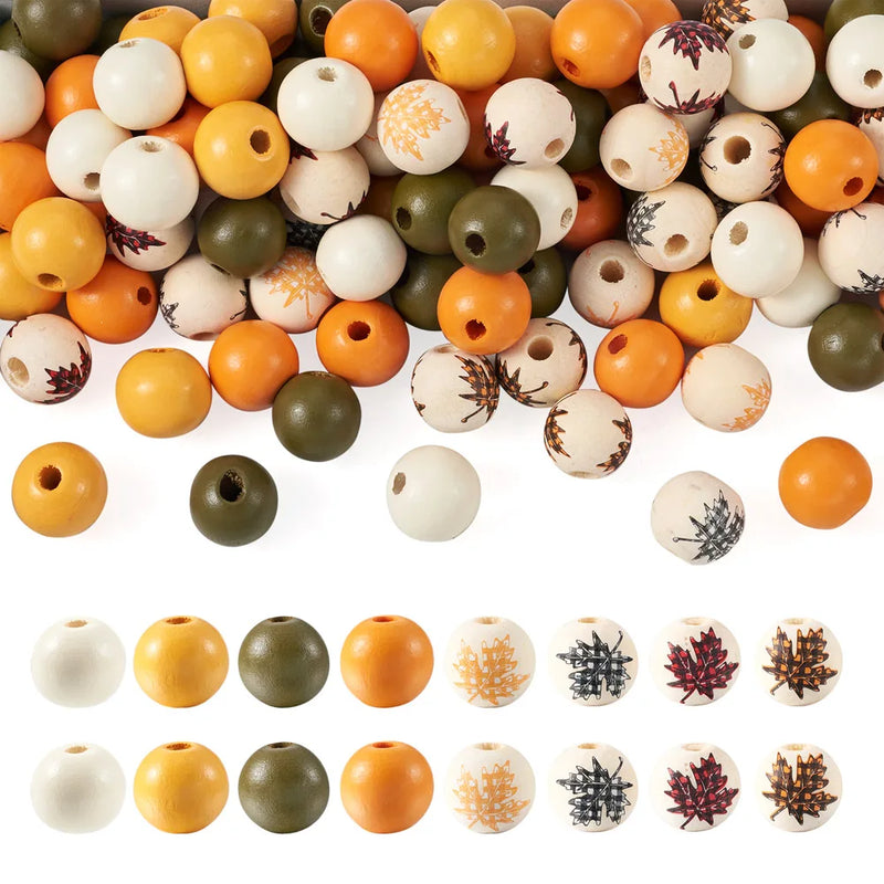 DIY Maple Leaf Plaid Wooden Beads for Jewelry Making
