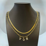 Women Initial Letter Pendant Layered Chain Neck Choker