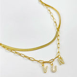 Women Initial Letter Pendant Layered Chain Neck Choker