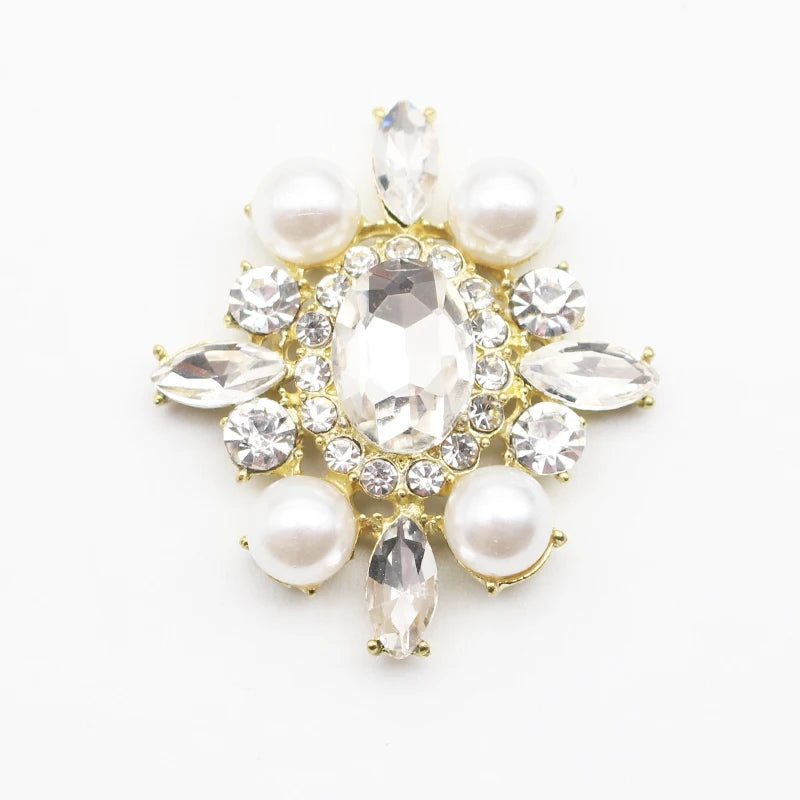 5pcs Metal Wedding Decor Oval Crystal Rhinestone Alloy Accessories