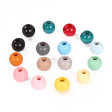 DIY 20mm Round Wooden Beads Crafts Colorful Big Hole for Kid's Jewelry