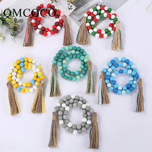 DIY Colorful Beads String Hemp Rope & Wooden Bead Garland