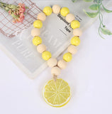 DIY Yellow Lemon Wood Beads Beaded Curtain Straps Home Decoration