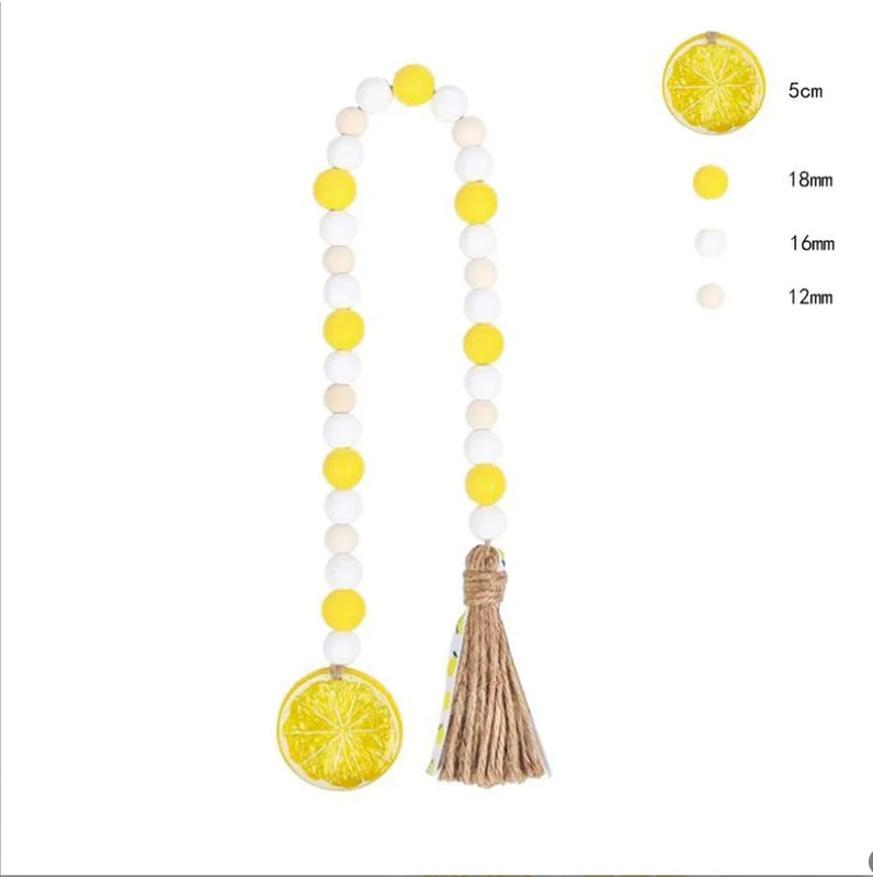 DIY Yellow Lemon Wood Beads Beaded Curtain Straps Home Decoration