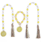 DIY Yellow Lemon Wood Beads Beaded Curtain Straps Home Decoration