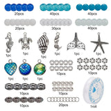 Ocean Theme Bracelet Making Kit Glass Beads Metal Pendants Elastic Thread