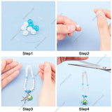 Ocean Theme Bracelet Making Kit Glass Beads Metal Pendants Elastic Thread