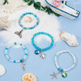 Ocean Theme Bracelet Making Kit Glass Beads Metal Pendants Elastic Thread