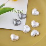 Heart Patch Ear Stud Earrings Pleated Dull Polish Cotton Resin Accessory