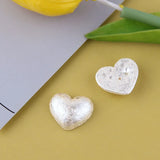 Heart Patch Ear Stud Earrings Pleated Dull Polish Cotton Resin Accessory