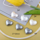 Heart Patch Ear Stud Earrings Pleated Dull Polish Cotton Resin Accessory