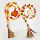 DIY Colorful Wooden Beads Garland Maple Leaf String Tassels Home Decor