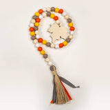 DIY Colorful Wooden Beads Garland Maple Leaf String Tassels Home Decor
