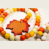 DIY Colorful Wooden Beads Garland Maple Leaf String Tassels Home Decor