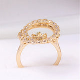 DIY Pearl Accessories Empty Tray Copper Plated 18K Double Garland Pearl Ring