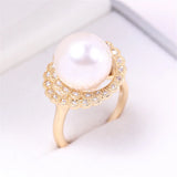 DIY Pearl Accessories Empty Tray Copper Plated 18K Double Garland Pearl Ring