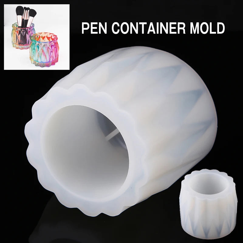 Silicone Mold DIY Pen Storage Holder Container Resin Epoxy Vase Crafts Mould