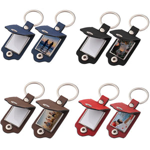 DIY Photo Frame Leather Key Chain Rings Logo Keychain