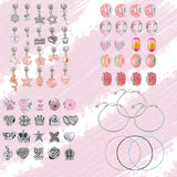 Kids Pink Crystal Candy Beaded Bracelet with Mermaid Flower Pendant