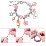 Kids Pink Crystal Candy Beaded Bracelet with Mermaid Flower Pendant