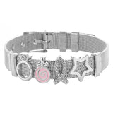 Pink Snails Steel Bracelet Set Crystal Crown Charm Jewelry Gift