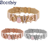 Pink Snails Steel Bracelet Set Crystal Crown Charm Jewelry Gift