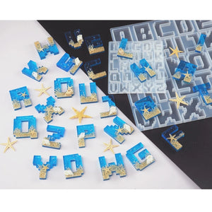 Pixel Letters Keychain Silicone Epoxy Mold for Valentine Gift