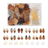 DIY Rectangle Teardrop Dangle Earrings Making Kit Resin Walnut Wood Pendants