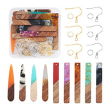 DIY Rectangle Teardrop Dangle Earrings Making Kit Resin Walnut Wood Pendants