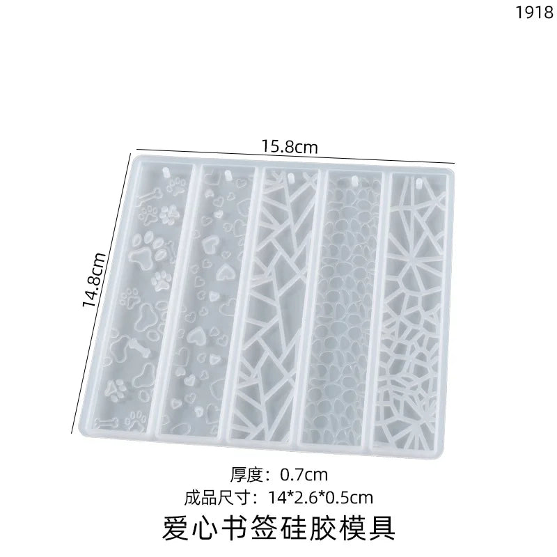 DIY Resin Bookmark Mold Set Cartoon Animal Leaves Heart Flower Epoxy Silicone