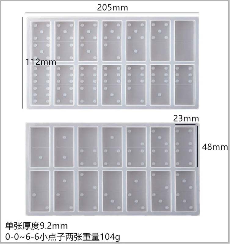 Resin Dominoes Mirror Silicone Epoxy Mold Pai Gow Dominoes Ruihe
