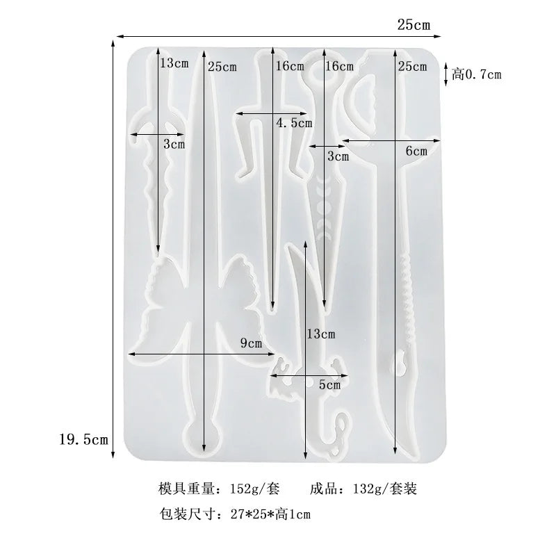 Epoxy Mold Sword Defense Keychain Self-defense Dagger Jewelry Silicone Mold
