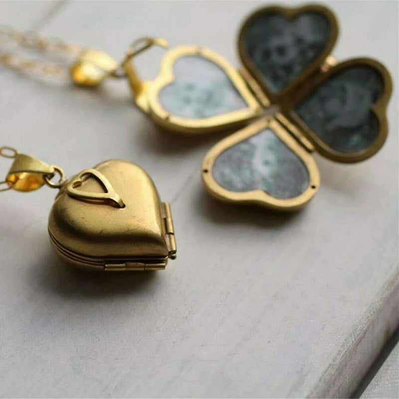 Retro Heart Clover Multilayer Photo Frame Pendant Hand-made Jewelry