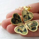Retro Heart Clover Multilayer Photo Frame Pendant Hand-made Jewelry