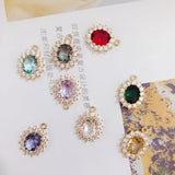 Retro Copper Crystal Zircon Pendant Necklace Set