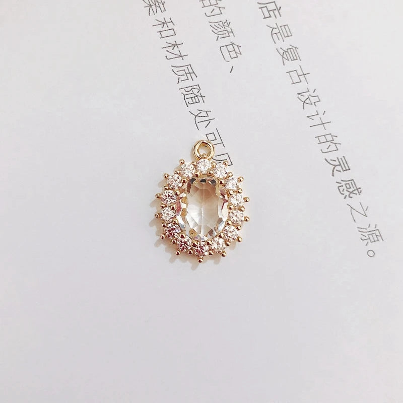 Retro Copper Crystal Zircon Pendant Necklace Set