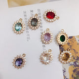 Retro Copper Crystal Zircon Pendant Necklace Set