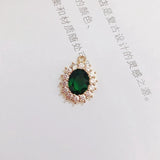 Retro Copper Crystal Zircon Pendant Necklace Set