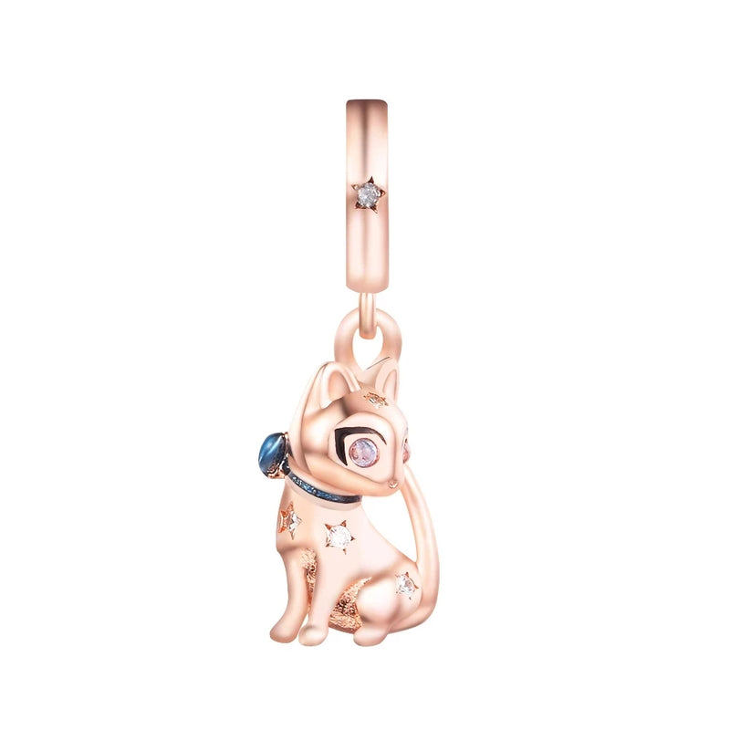 Rose Cat Crystals Charm Bracelet 925 Silver